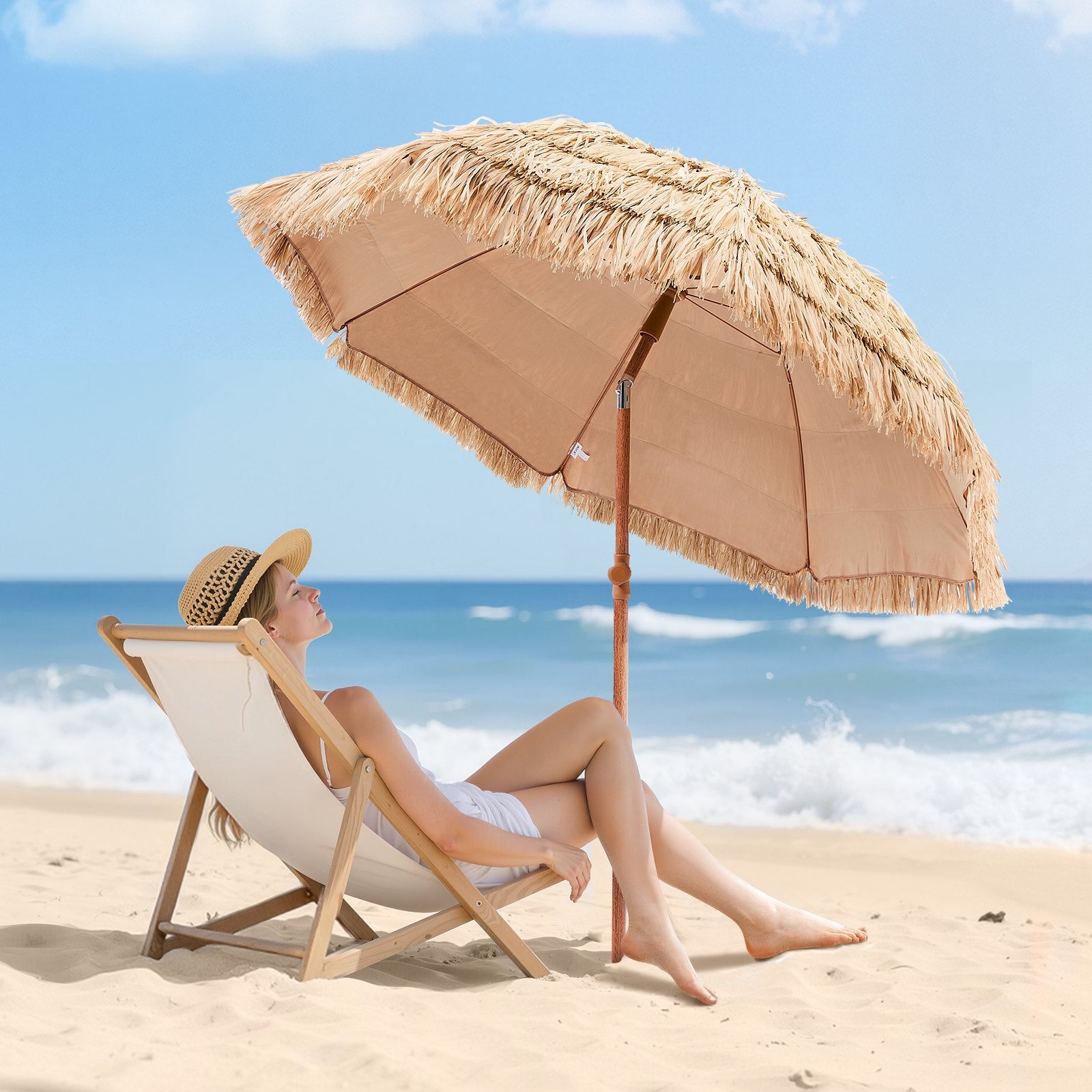 ANASA™ Premium 6.5' Thatched Tiki Beach Umbrella