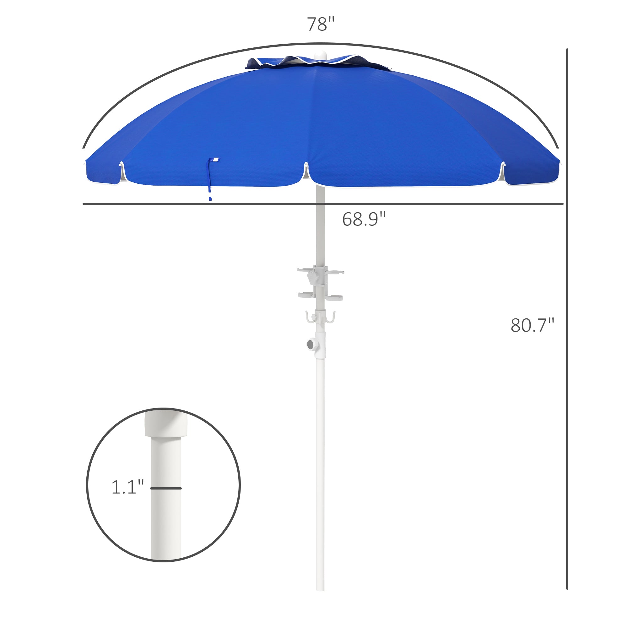 ANASA™ Premium 5.7' Beach Umbrella with Cup Holders