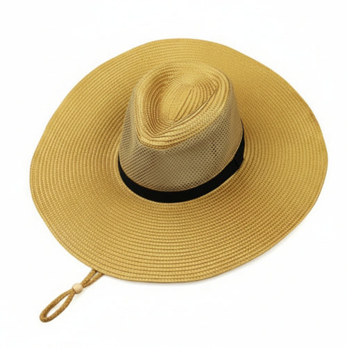 ANASA™ Breathable Mesh Big Brim Straw Hat Men's Outdoor Sun Protection